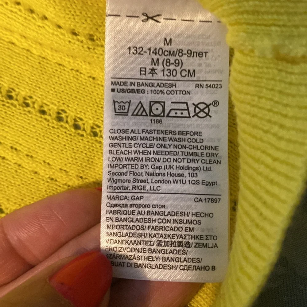 Gap Kids Yellow Knit Light Sweater, Medium, NWOT - Picture 7 of 10